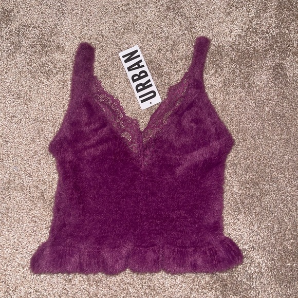 Urban Outfitter Plume/Prune Fuzzy Top - Picture 3 of 5